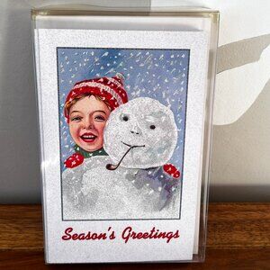 Sealed Box Merck Family's Old World Christmas Greeting Cards 2004 Snowman Child